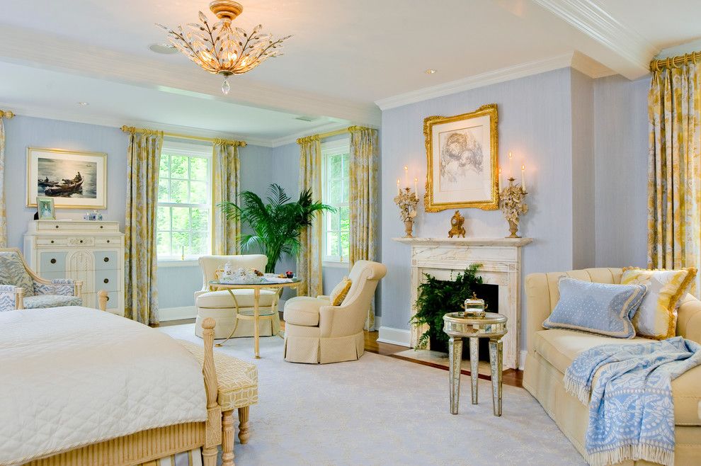 Gild Hall Nyc for a Traditional Bedroom with a Blue and White Floral Armchair and Egan House, Vincent Greene Architects by Direction One, Inc.