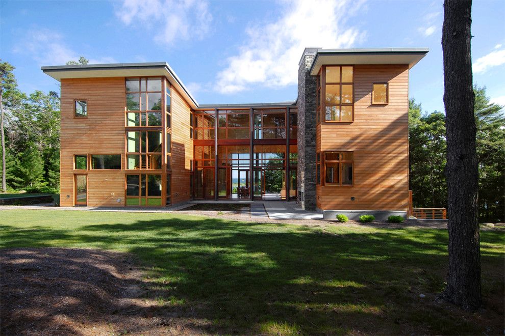 Glass House New Canaan for a Modern Exterior with a Flat Roof and Cove House by Stanev Potts Architects