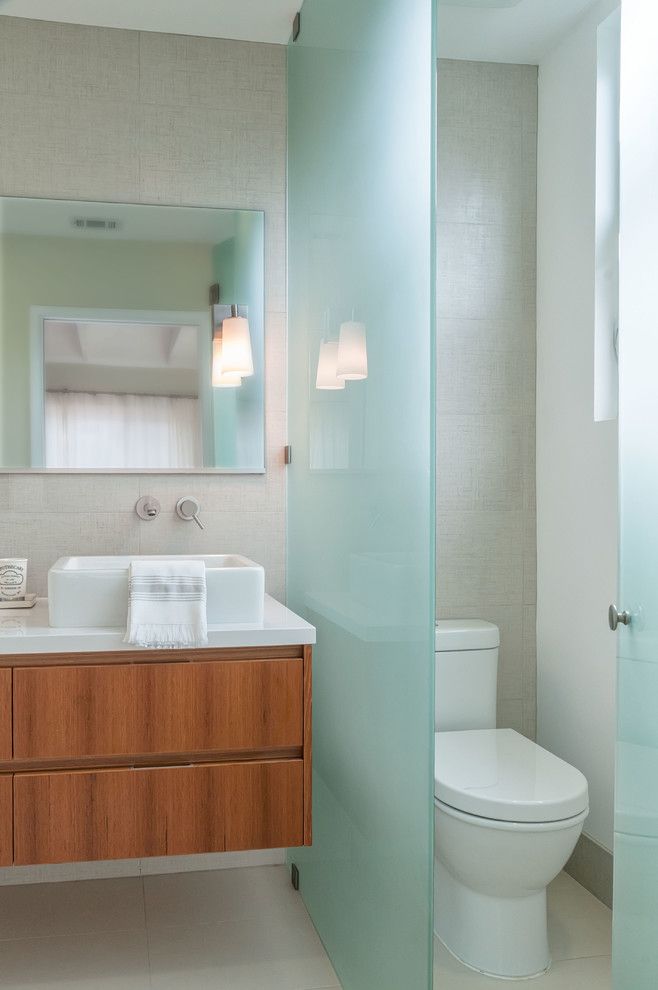 Glassed for a Contemporary Bathroom with a White Kitchen and La Jolla Contemporary Remodel by Inplace Studio