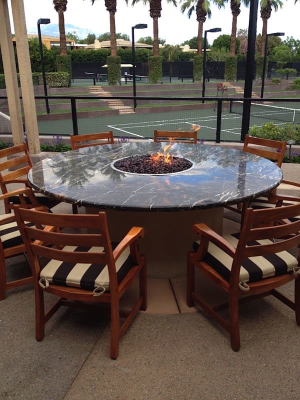 Goleta Ca Weather for a  Patio with a  and Custom Fire Table for Exclusive Country Club in Indian Wells, Ca by Inspired Fire Fx