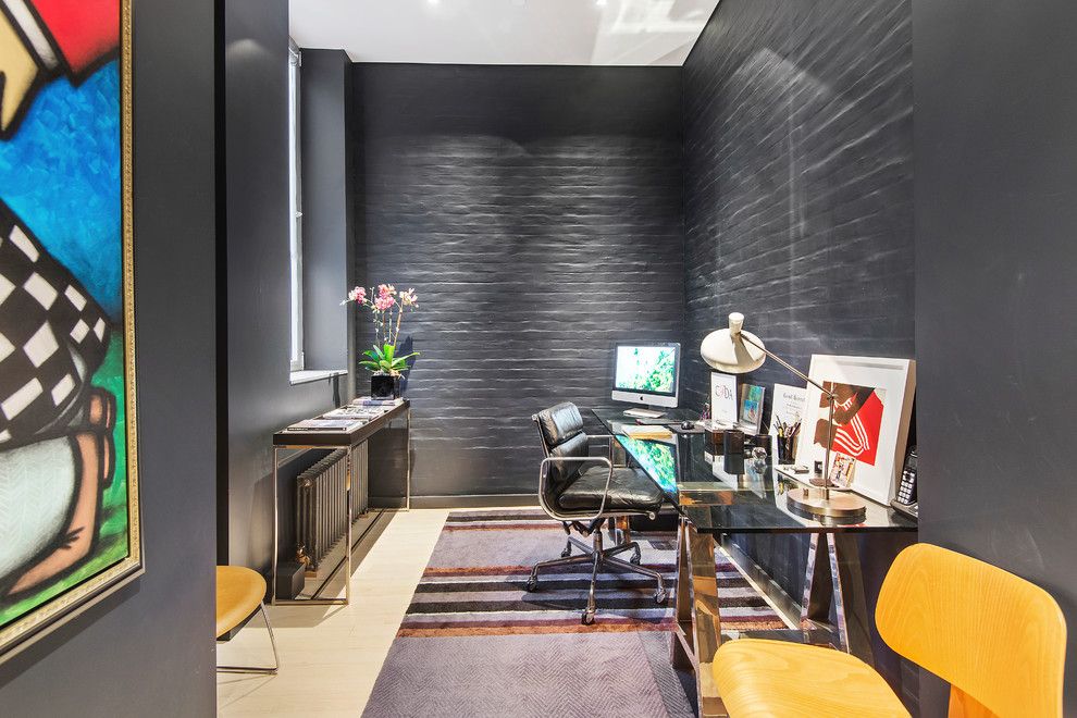 Gotham Lighting for a Contemporary Home Office with a Private Elevator and 545 West 20th Street | $6,995,000 by the Noble Black Team at Douglas Elliman