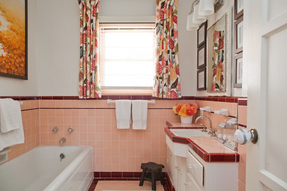 Grandview Heights Schools for a Midcentury Bathroom with a Dahlias and Livable Family Home by A. Peltier Interiors