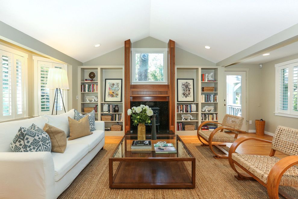 Grandview Heights Schools for a Traditional Living Room with a Built in and Traditional Wooded Cottage in Kentfield by Decker Bullock Sotheby's International Realty