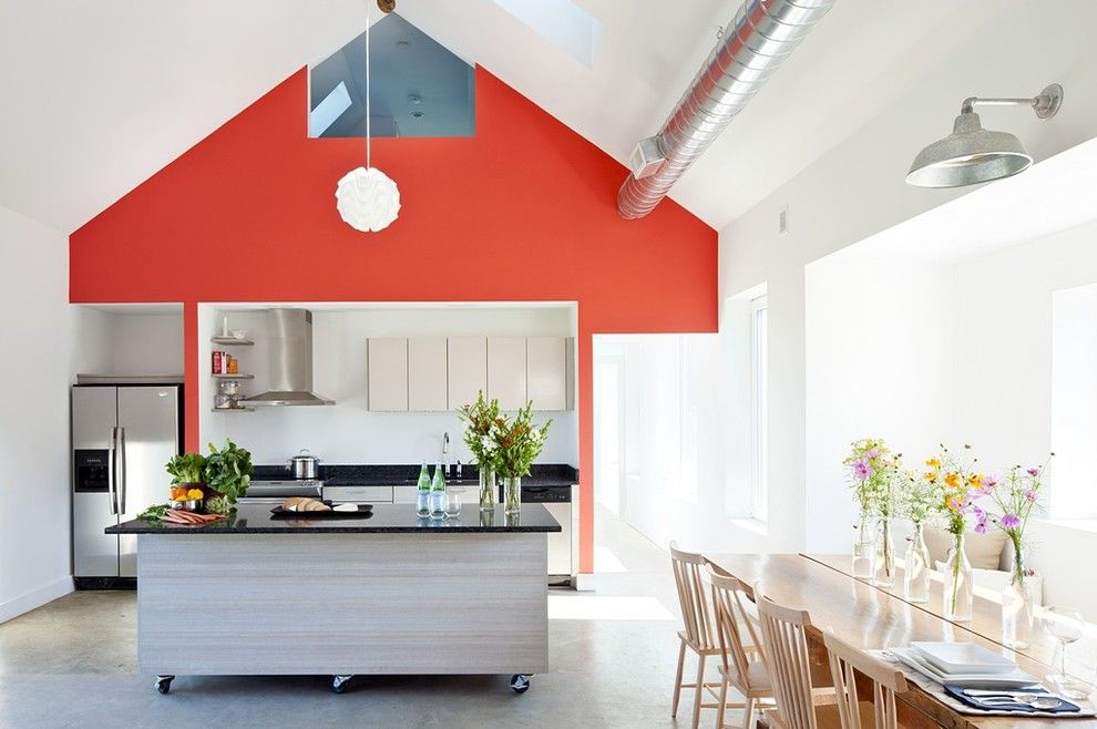 Great Neck Nissan for a Farmhouse Kitchen with a Loft Window and Passive House Retreat by Zeroenergy Design