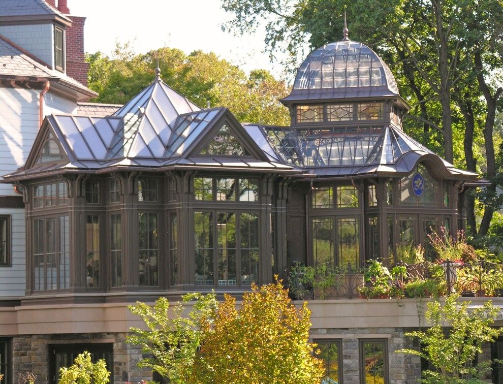 Greenhouse Denton for a Traditional Sunroom with a Balcony and Orchid House Conservatory by Tanglewood Conservatories, Inc.