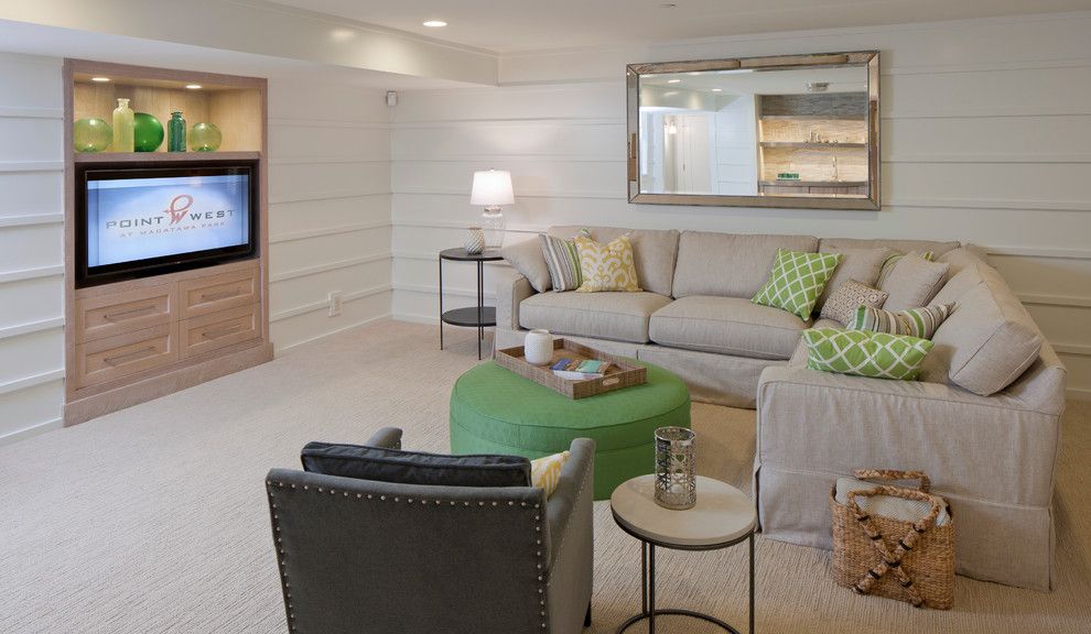 Greystone Country Club for a Beach Style Basement with a Light Green and Point West at Macatawa Park by Francesca Owings Interior Design