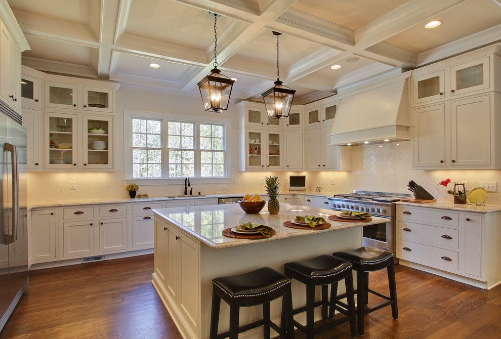 Grimesland Nc for a Traditional Kitchen with a Coffered Ceiling and Otrada Llc by Tad Davis Photography