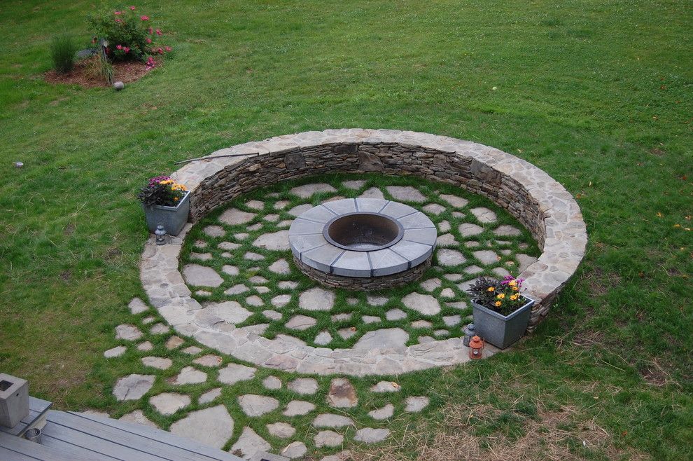 Growing Lavender From Seed for a Traditional Landscape with a Patio and Connecticut Fire Pit by Coger Residential