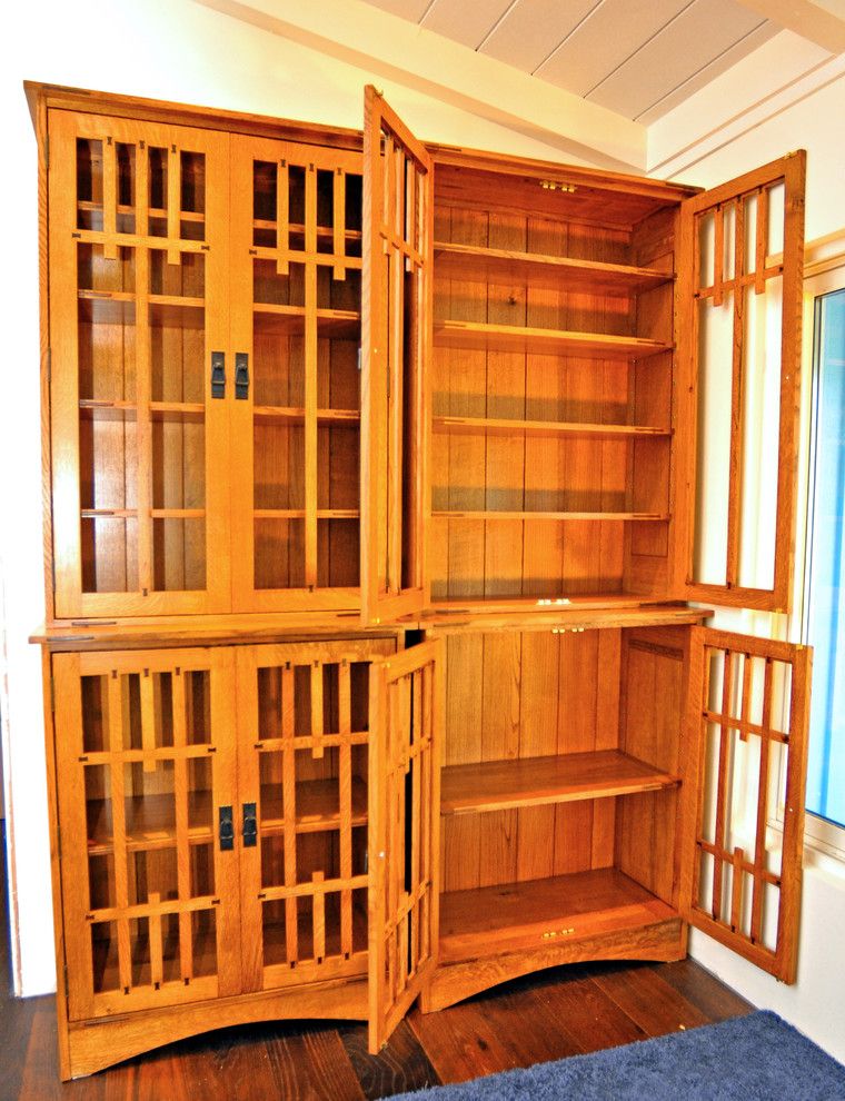 Gustav Stickley for a Eclectic Spaces with a Bookcase and Arts and Crafts Book Case by Srq Woodworks Co.