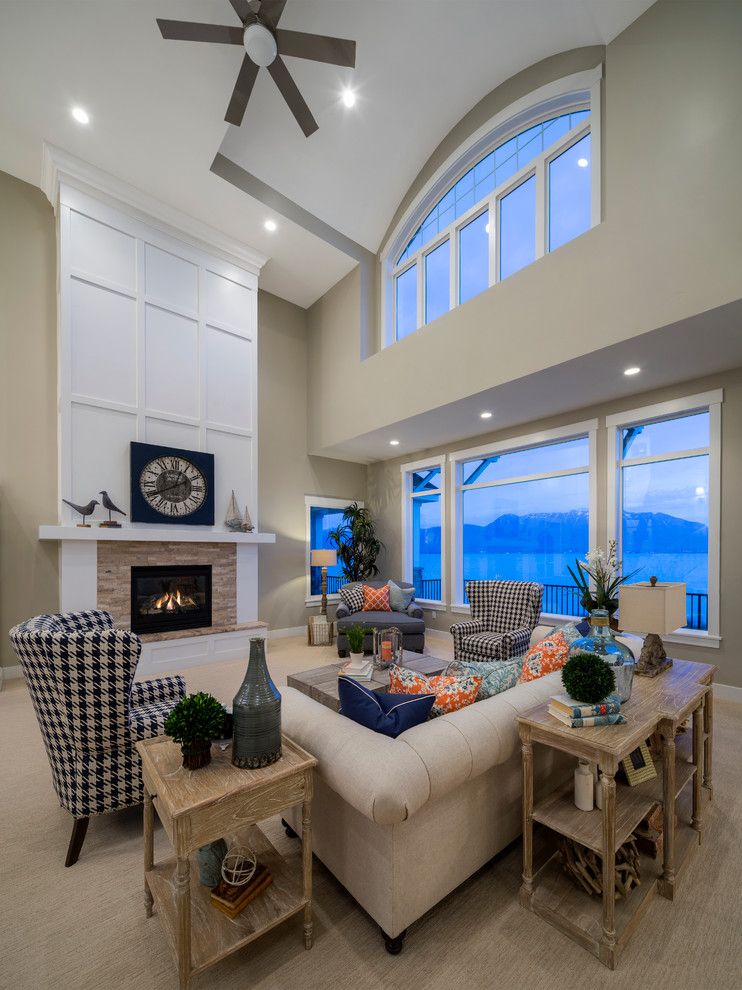 Havenly for a Farmhouse Family Room with a Fireplace Mantle and Saratoga Springs Residence by Purehaven Homes