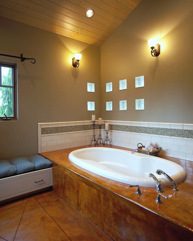 H&c Concrete Stain for a Eclectic Bathroom with a Wall Sconce and Master Bath by Dan Nelson, Designs Northwest Architects