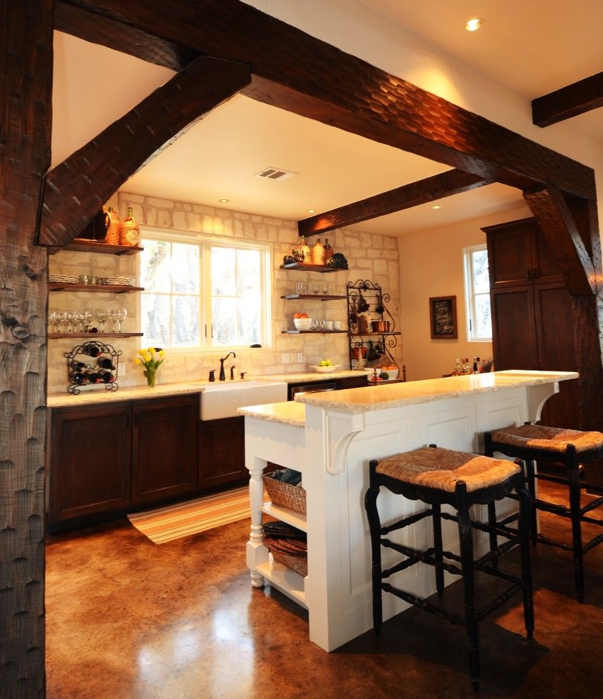H&c Concrete Stain for a Farmhouse Kitchen with a Farmhouse and Fredericksburg Cottage by Bonterra Build | Design