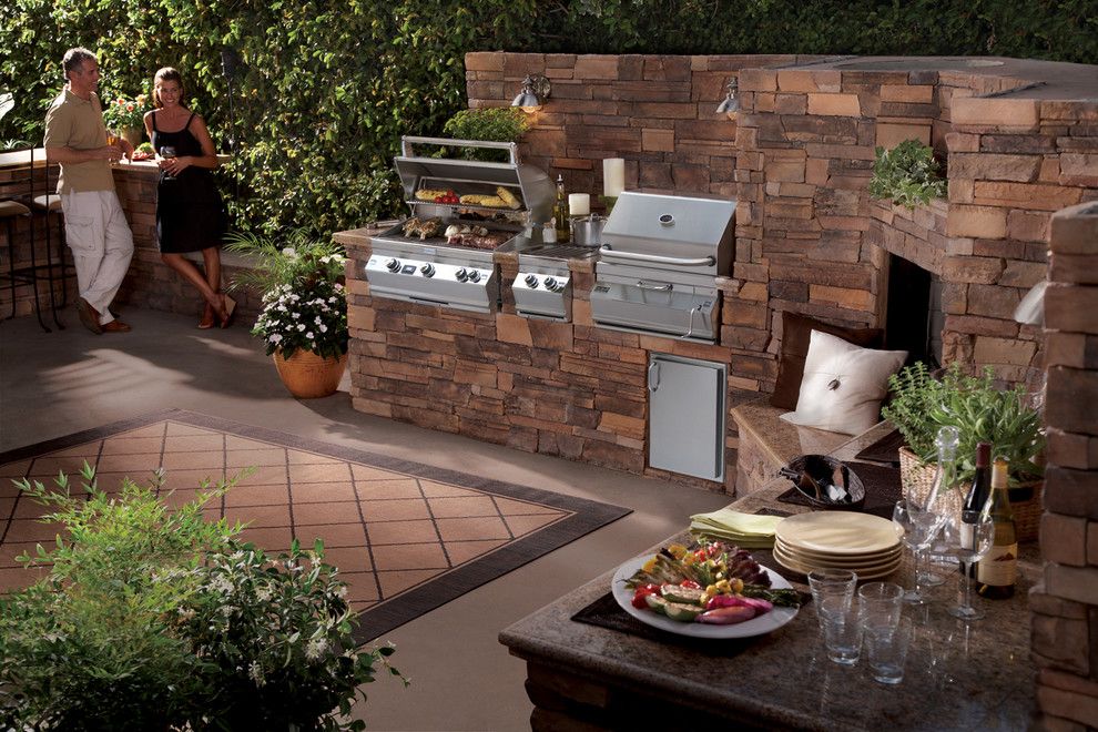 Hearth and Grill for a Traditional Patio with a Outdoor Grill and Outdoor Kitchens by Lanchester Grill & Hearth