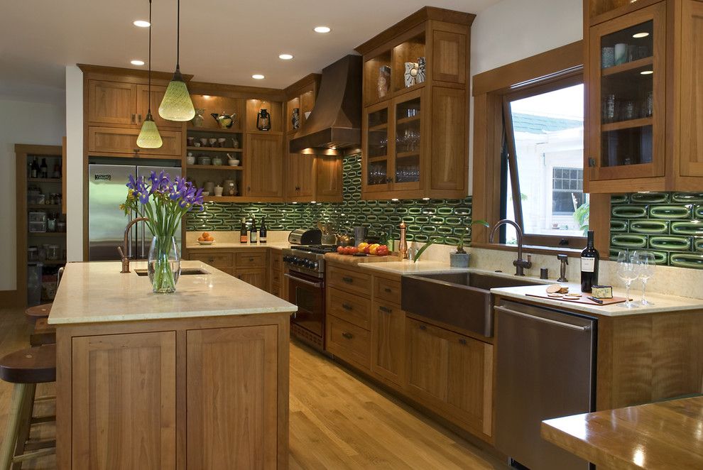 Heath Ceramics for a Craftsman Kitchen with a Pendant Lights and Kitchen by Jack Backus Architects