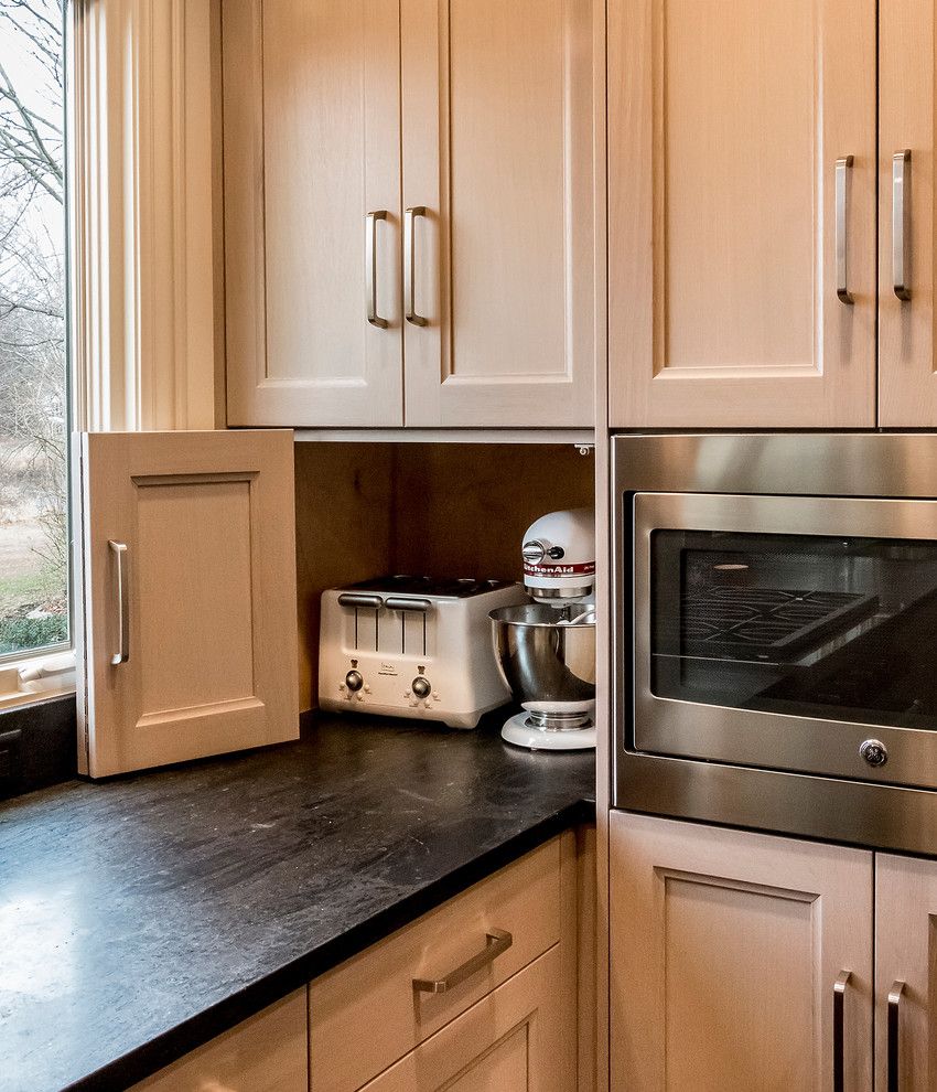 Hideaway Storage for a Transitional Kitchen with a Small Kitchen Appliances and Lake View   Sugar Grove, Il by Pb Kitchen Design