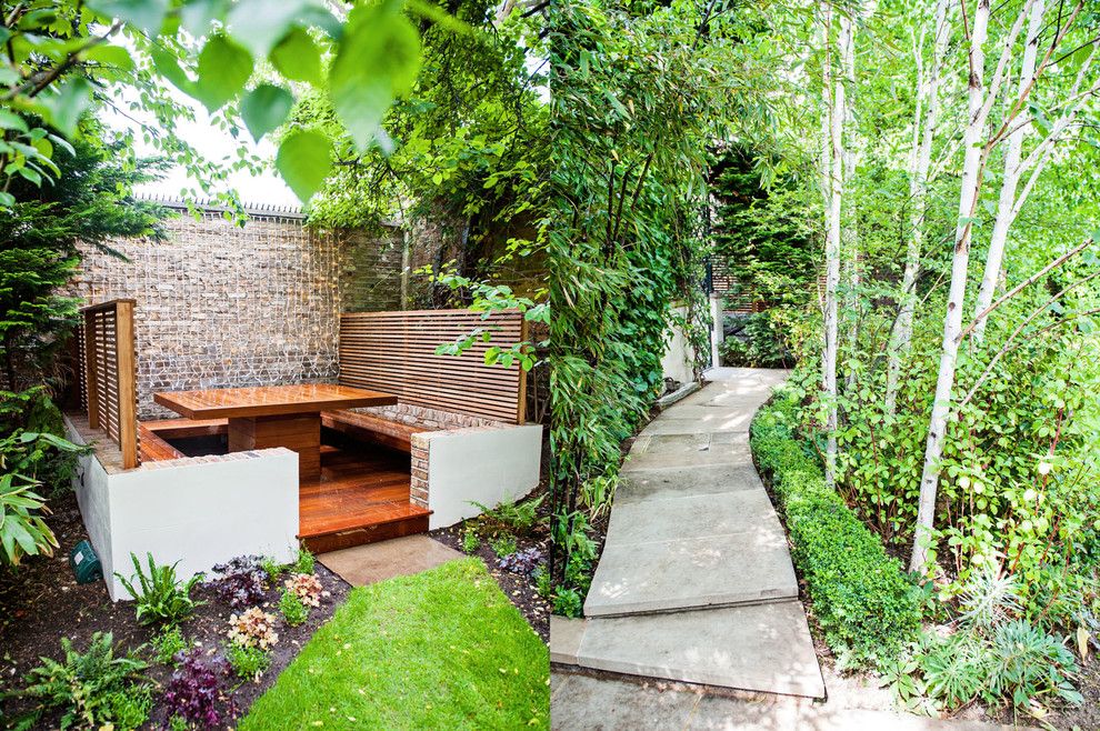 Hilliard Lawn and Garden for a Contemporary Landscape with a Finest and Banquette Dining Area Maida Vale: Designed and Constructed by the Garden Builder by the Garden Builders