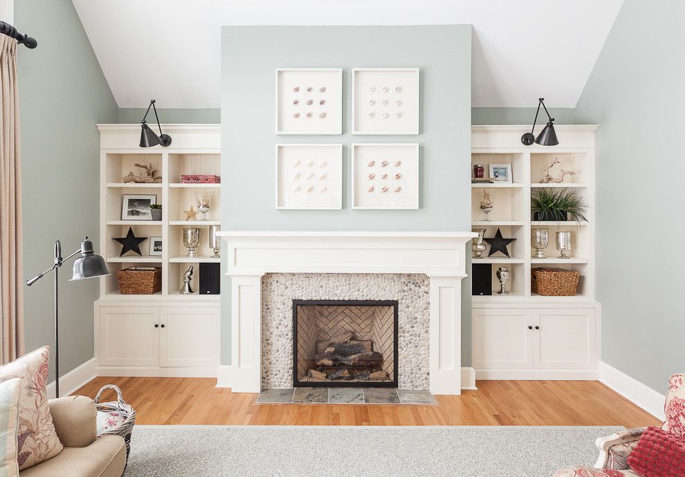 Hobby Lobby Baskets for a Transitional Living Room with a Wall Arm Sconce and My Houzz: Traditional Home with Cottage Flair by Becki Peckham