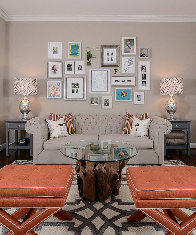 Hobby Lobby Orlando for a Transitional Family Room with a Framed Photo Collage and Cool Calm + Curated by Kerrie L. Kelly