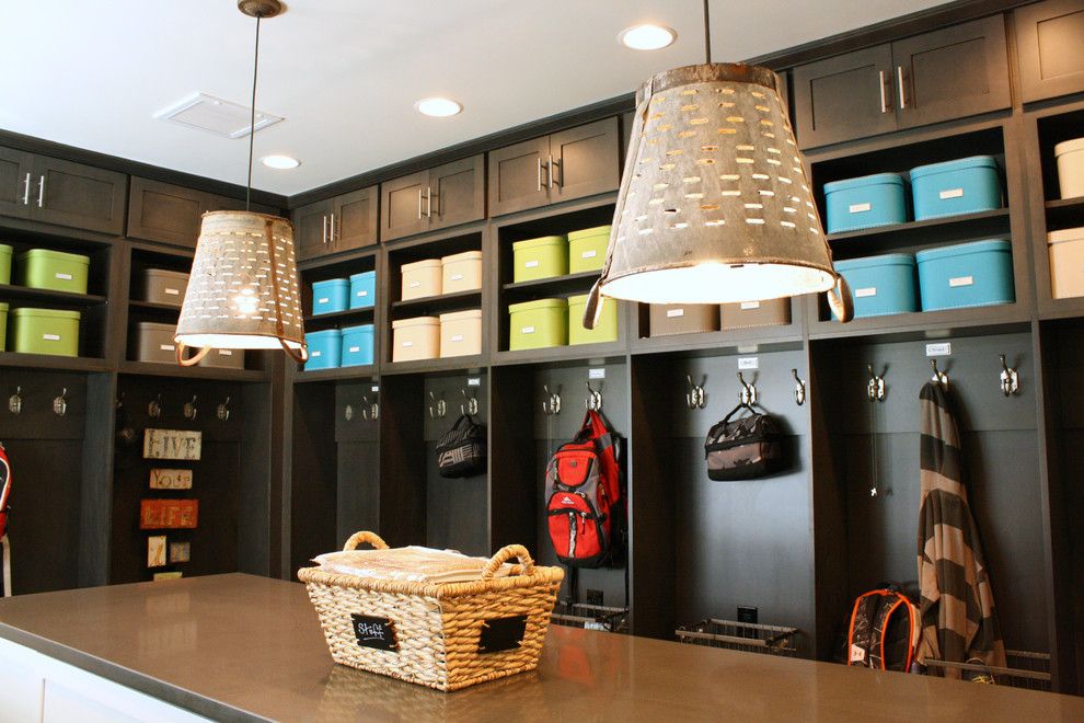 Home Depot Dishwasher Installation for a Transitional Entry with a Beige Bins and My Houzz: Home Full of Boys Achieves Order and Inspiration by Mina Brinkey