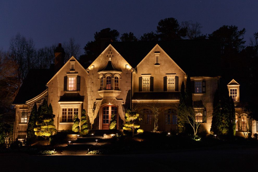 Home Depot Marietta Ga for a Traditional Exterior with a Steps Leading to Front Door and Marietta, Ga House and Backyard Lighting Project #3 by Nightvision Outdoor Lighting