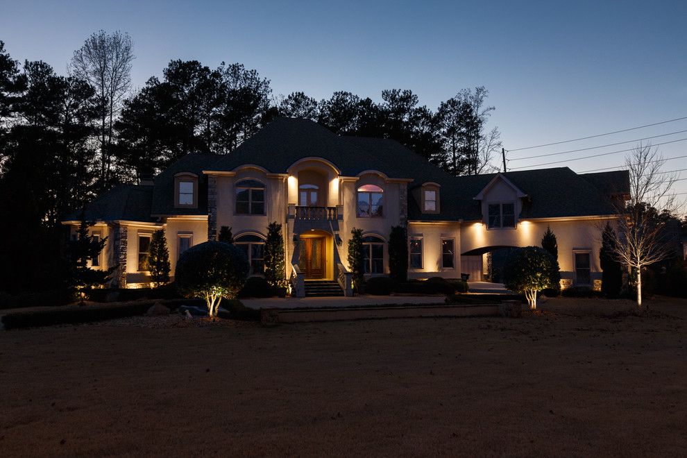 Home Depot Marietta Ga for a Transitional Spaces with a Stucco Exterior and Marietta, Ga House Lighting Project #2 by Nightvision Outdoor Lighting