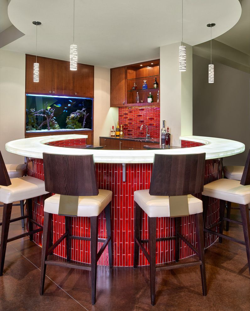 Hometeam Properties for a Contemporary Home Bar with a Curved Bar and Contemporary Home Bar by Kgarch.com