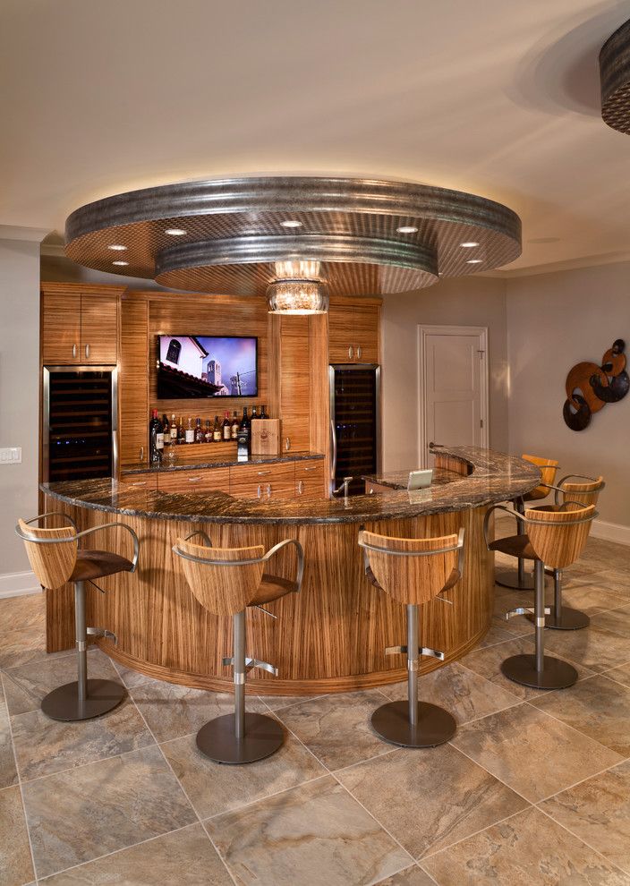 Hometeam Properties for a Contemporary Home Bar with a Drop Ceiling and Blome Road by Don Justice Cabinet Makers by Don Justice Cabinet Makers