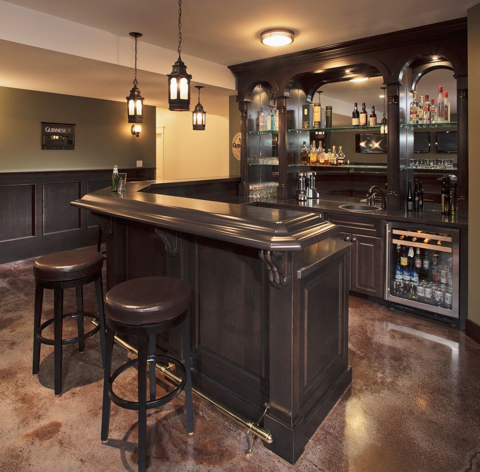 Hometeam Properties for a Traditional Home Bar with a Wainscot and West Hillhurst Escape by Stephens Fine Homes Ltd