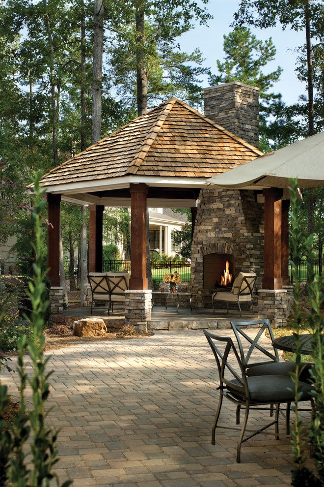 Hot Springs Spa Nc for a Traditional Patio with a Stacked Stone Chimney and Asheville 1131 by Arthur Rutenberg Homes