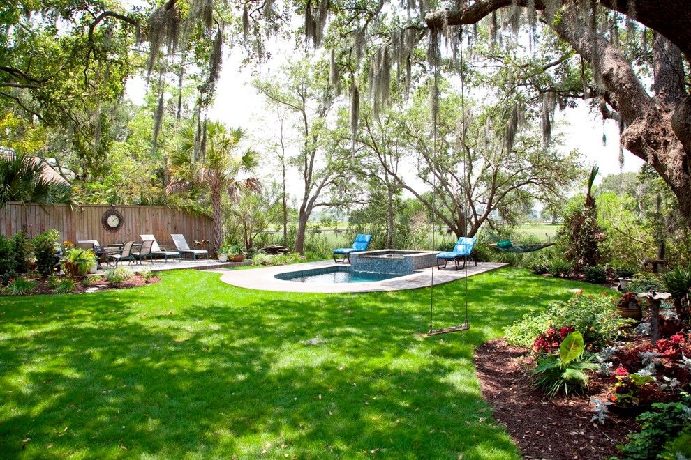 Hot Tubbing for a Traditional Pool with a Trees and Lowcountry Swimming Pool Renovation by Aquabluepools