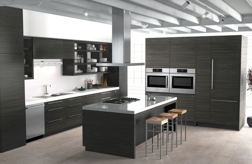 House Umber for a Contemporary Kitchen with a Island Range Hood and Bosch Home Appliances by Bosch Home Appliances