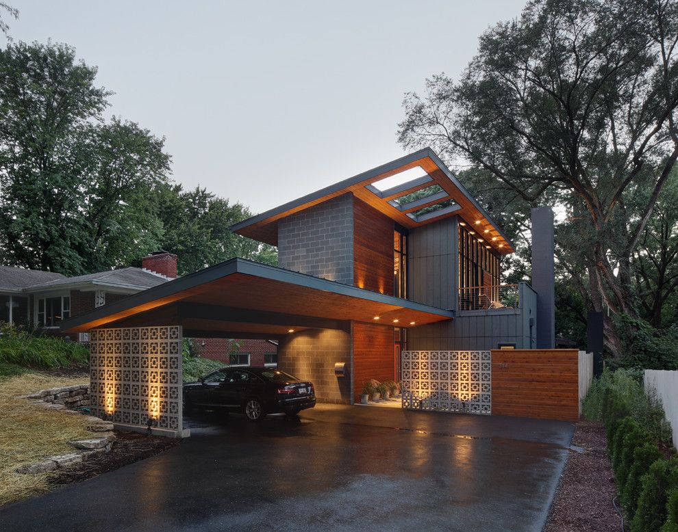 How Does a Bidet Work for a Midcentury Exterior with a Gray Stone Exterior and Midvale Courtyard House by Bruns Architecture