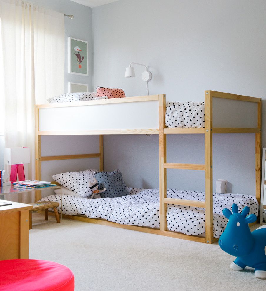 How Long is a Twin Xl Bed for a Transitional Kids with a Twin Girls Bedroom and an Apartment with a View in San Francisco by Nanette Wong