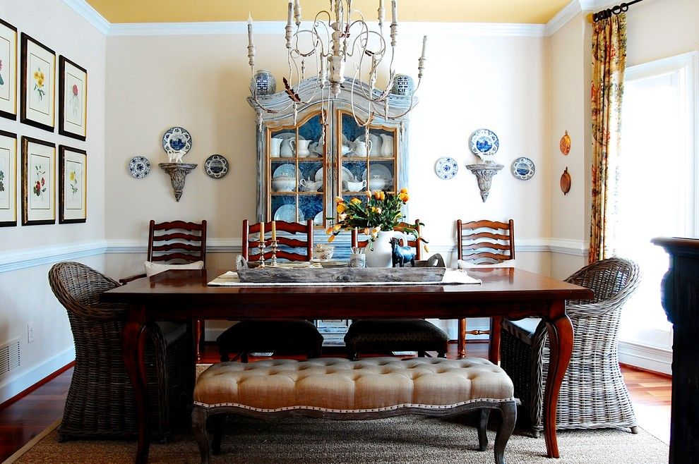 How Much Does It Cost to Reupholster a Chair for a Farmhouse Dining Room with a Vintage and My Houzz: French Country Meets Southern Farmhouse Style in Georgia by Corynne Pless