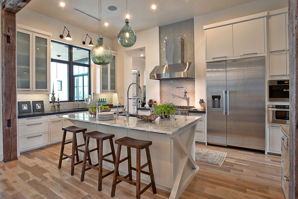 How to Clean Glass Cooktop for a Contemporary Kitchen with a Sea Glass Lighting and Cat Mountain by Bryant Hill Media