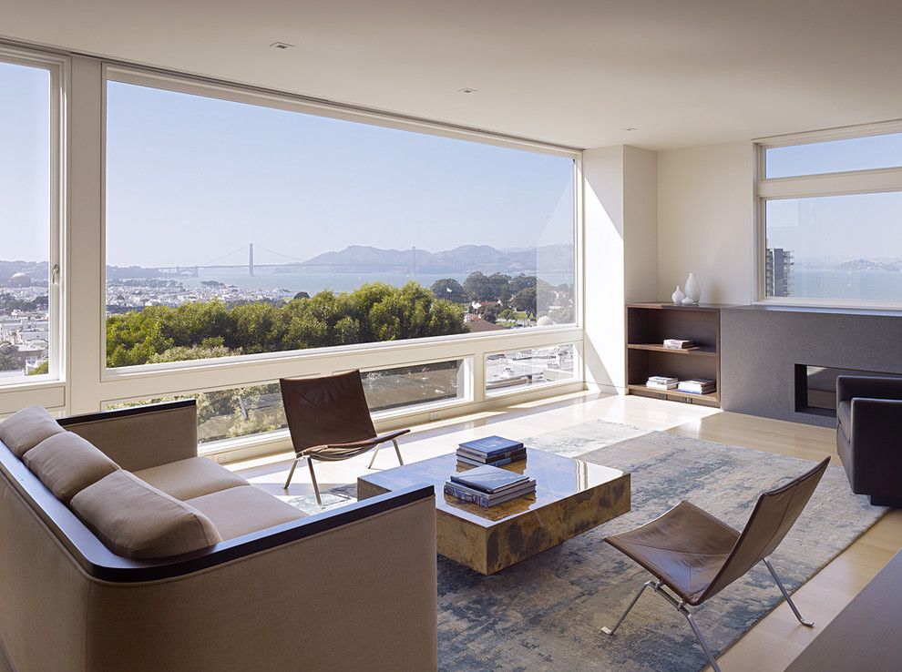 How to Clean Shag Rug for a Modern Living Room with a Built in Shelves and Larkin Street Residence   John Maniscalco Architecture by John Maniscalco Architecture