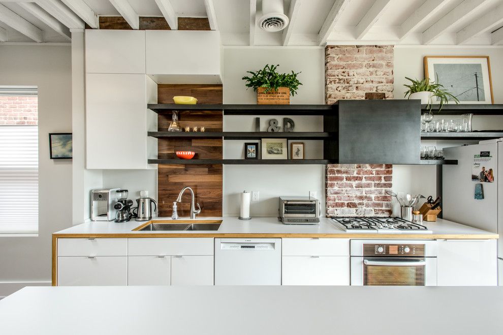 How to Cut Laminate Countertop for a Contemporary Kitchen with a Floating Shelf and Museum District 1st Floor Renovation by 510 Architects