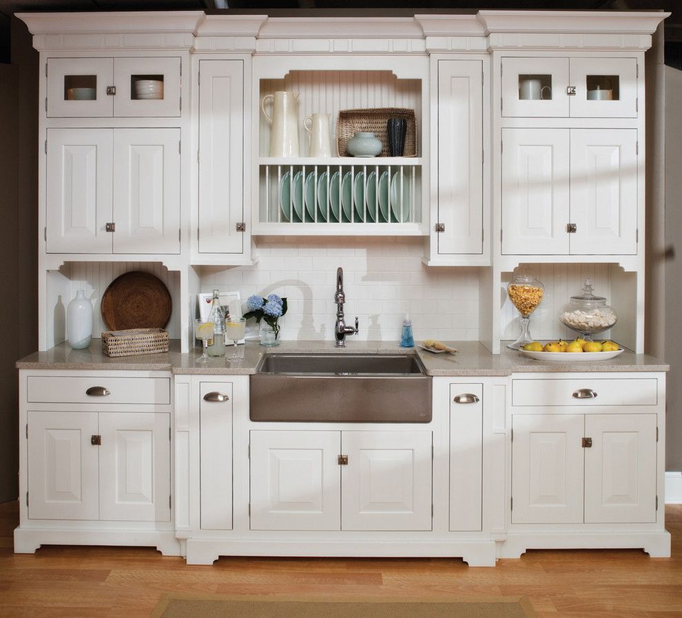 How to Dry Hydrangeas for a Beach Style Kitchen with a Wood Dish Rack and Small Beach House Kitchen by Dura Supreme Cabinetry