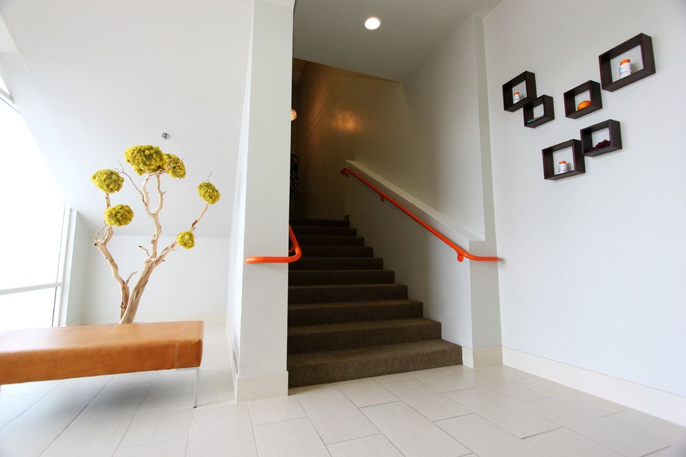 How to Dry Hydrangeas for a Contemporary Entry with a Orange Handrail and Stiles Fischer Recent Projects by Nate Fischer Interiors