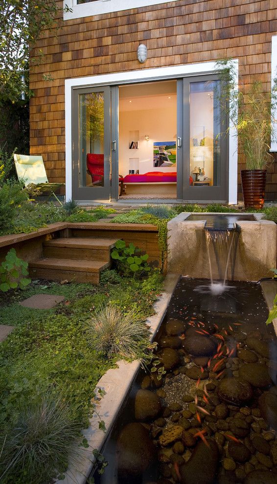 How to Get Rid of Cat Spray Smell for a Contemporary Patio with a Waterfall and Montcalm Street by Rossington Architecture