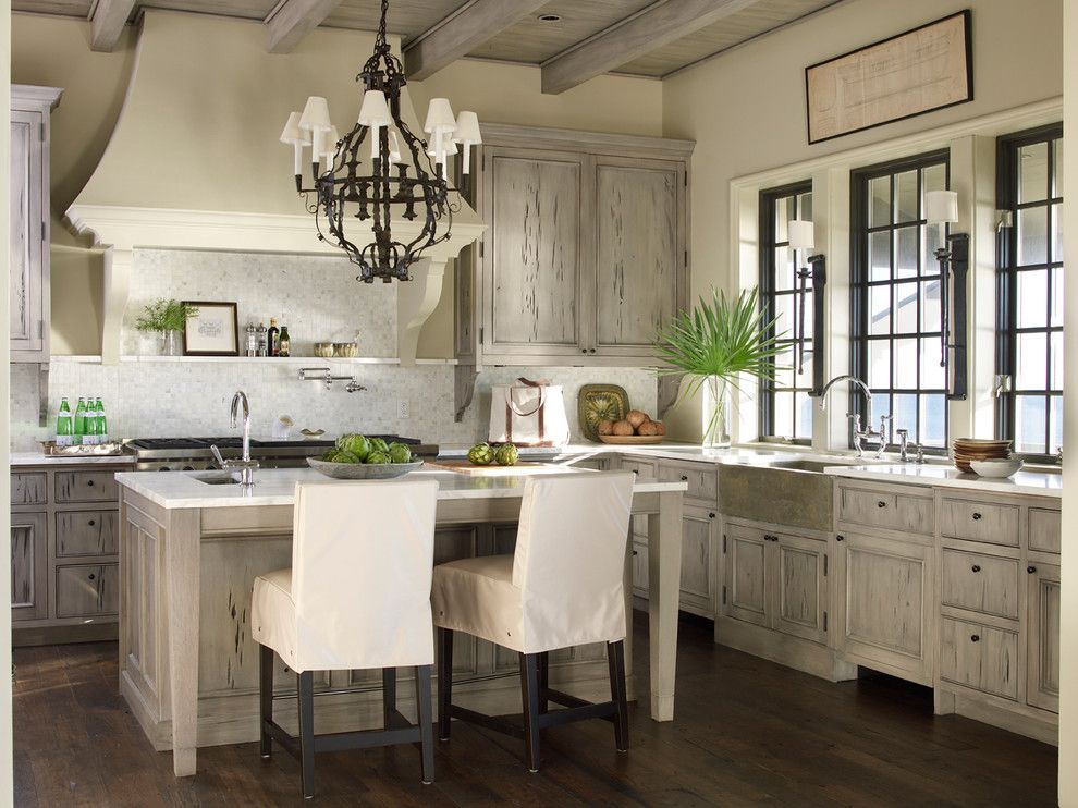 How to Get Rid of Popcorn Ceiling for a Beach Style Kitchen with a Wood Ceiling and Beachfront Light by Mcalpine Booth & Ferrier Interiors    Atlanta