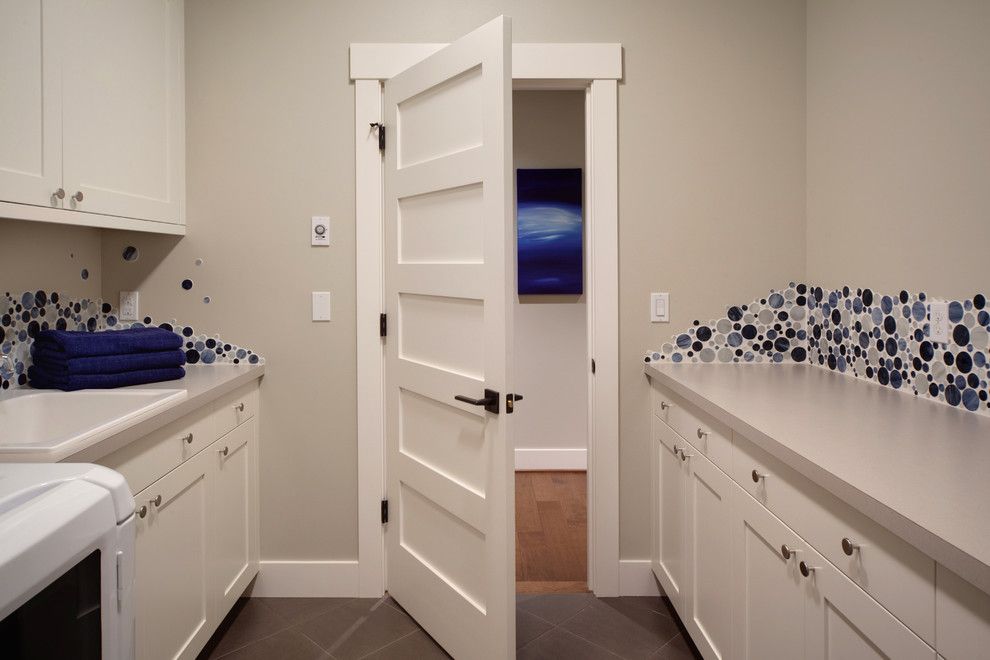 How to Install Prehung Door for a Transitional Laundry Room with a Blue and Woodinville Retreat by Interiors