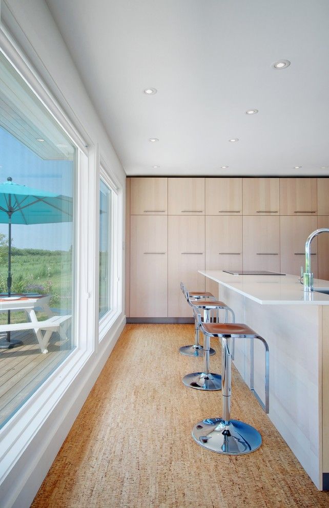 How to Lay Laminate Floor for a Contemporary Kitchen with a Brown Leather Seat and My Houzz: Niagara Vineyard Renovation by Andrew Snow Photography