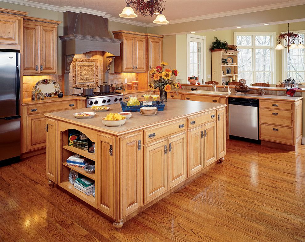 How to Lay Laminate Floor for a Craftsman Kitchen with a Island and Kitchen Cabinets by Capitol District Supply