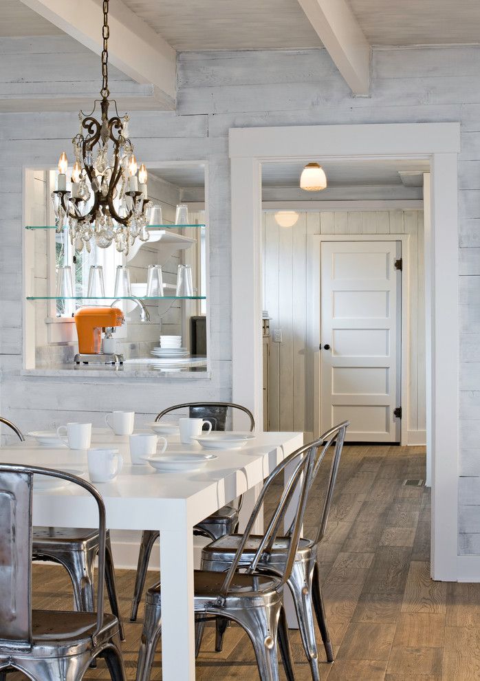 How to Refinish a Table for a Eclectic Dining Room with a Pacific Northwest Island Cabin and Puget Sound Beach Cabin by Sam Van Fleet Photography