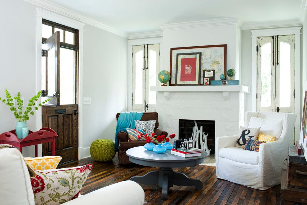 How to Refinish a Table for a Eclectic Living Room with a White Doors and Interiors by Jeff Herr Photography