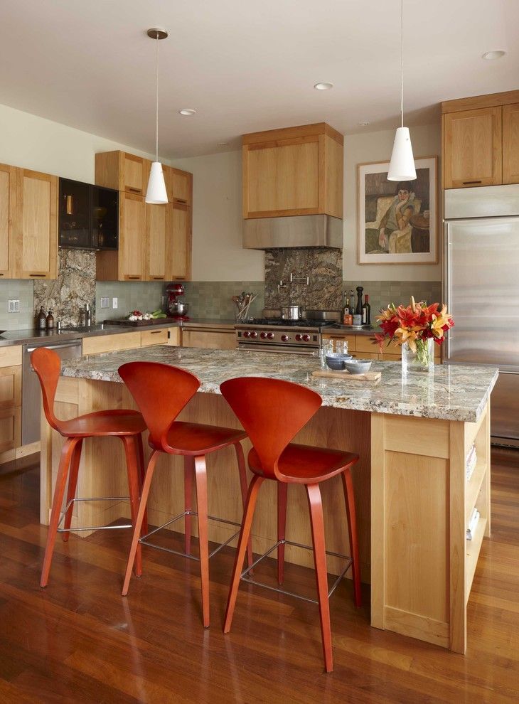 How to Refinish Wood Floors for a Transitional Kitchen with a Wood Floor and Kitchen by Andre Rothblatt Architecture