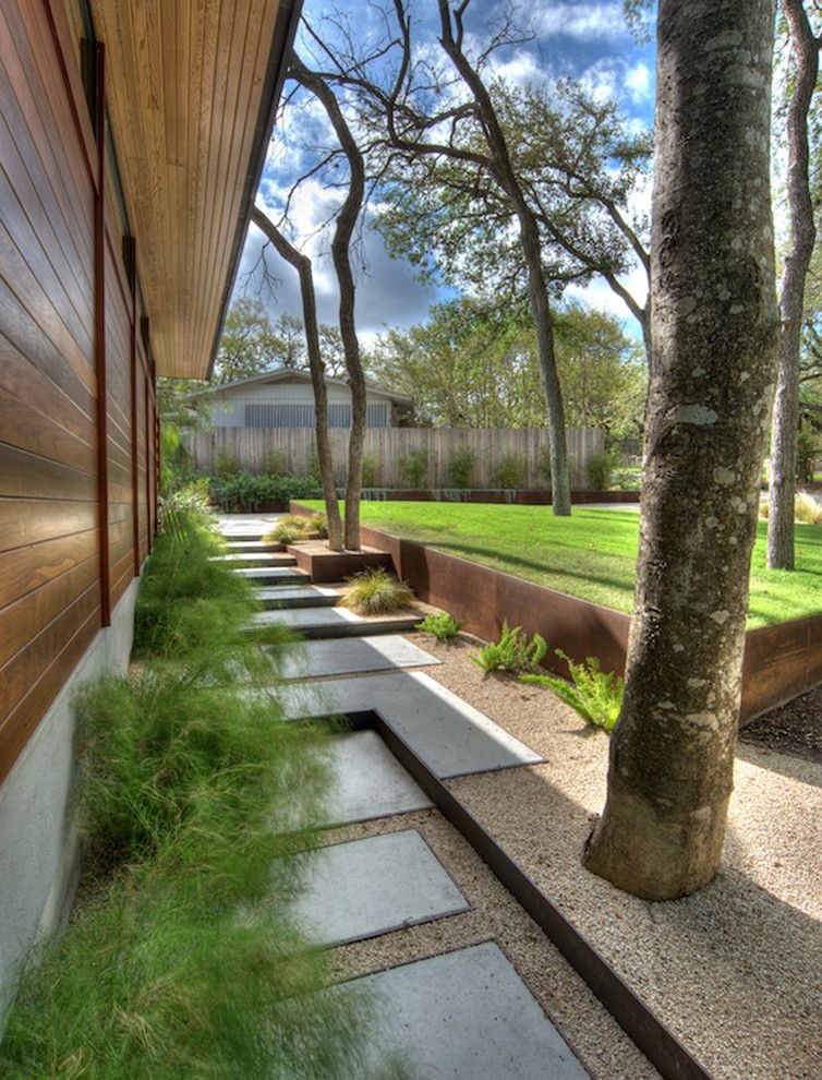 How to Restain Wood for a Contemporary Landscape with a Border Plantings and Portfolio by D Crain Design and Construction