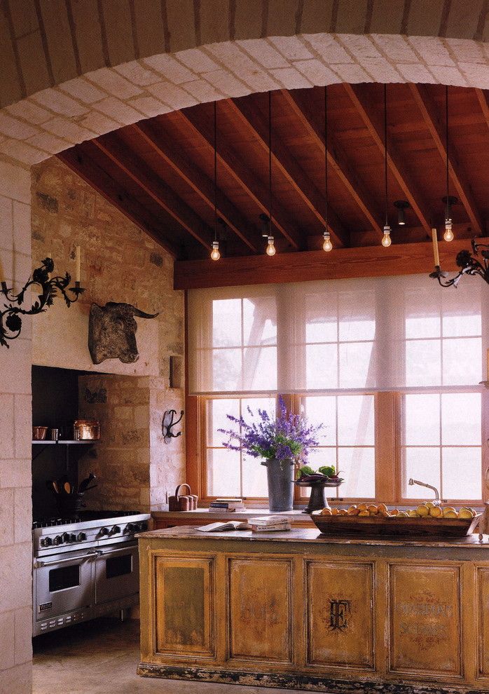 How to Texture Drywall for a Farmhouse Kitchen with a Wood Ceiling and Traditional Kitchen by Peter Vitale Photography