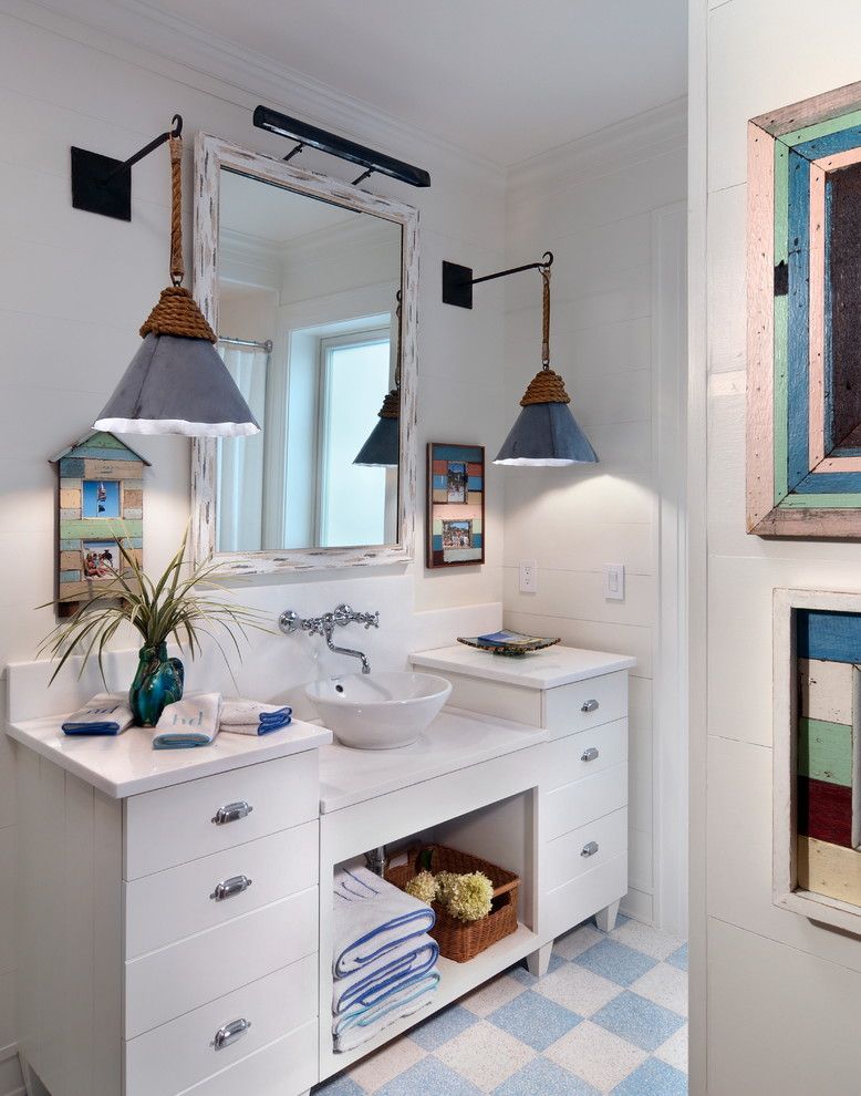 How to Unclog a Bathroom Sink for a Beach Style Bathroom with a Checkerboard Floor and Beach Cottage by Morales Construction Co., Inc.